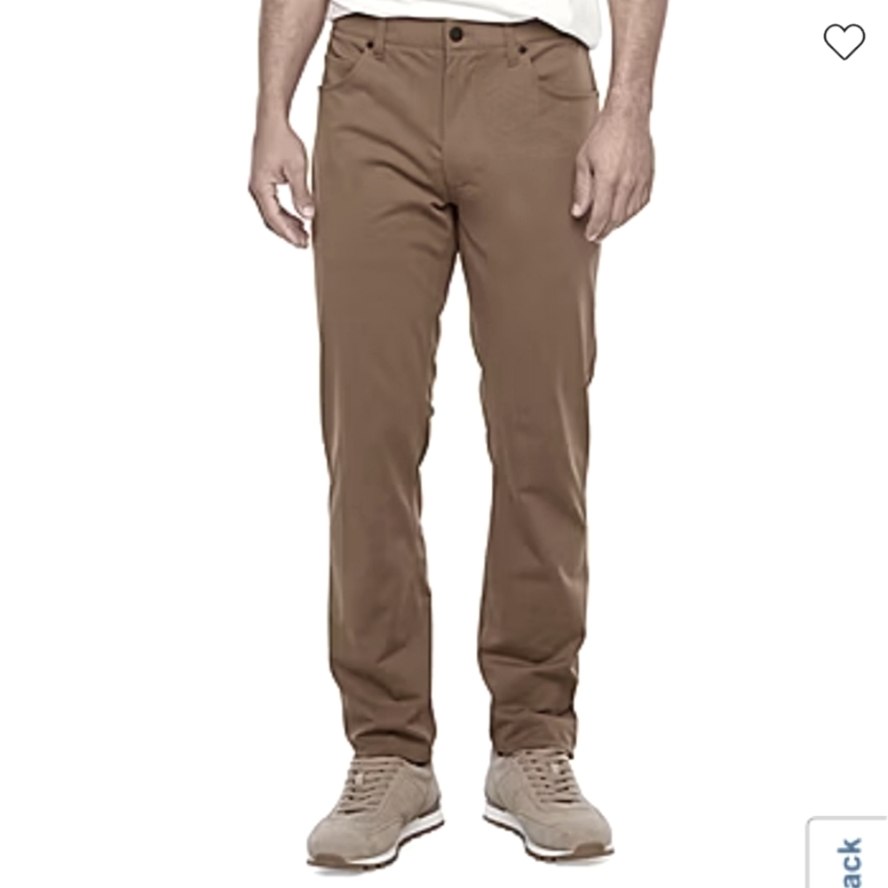 Nwt Stylus 5 Pocket Mens Slim Fit Flat Front Pants in military olive‎